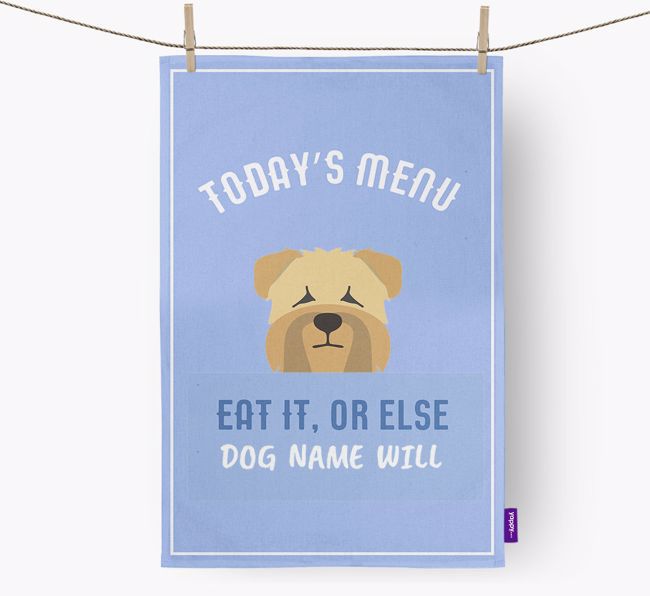 'Eat It, Or Else {dogsName} Will' - Personalized {breedFullName} Dish Towel